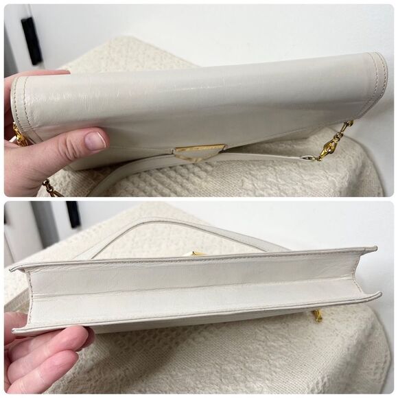 Vintage Parri’s Firenze Cream Leather Clutch Shoulder Bag Envelope Classic - Picture 8 of 12
